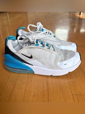 Nike Air Max 270 Sneakers Shoes Blue White Black Youth Boys Girls Size 3.5Y
